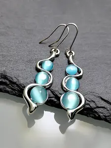 1 Pair Faux Moonstone Drop Earrings, Ear Hook Design For Women For Wedding Engagement Anniversary Party Jewelry Valentine's Day Gift