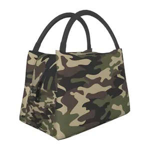 Lunch box, lunch bag, reusable portable insulation bag, insulation bag,camouflage pattern, suitable for outdoor camping, work, school, fitness