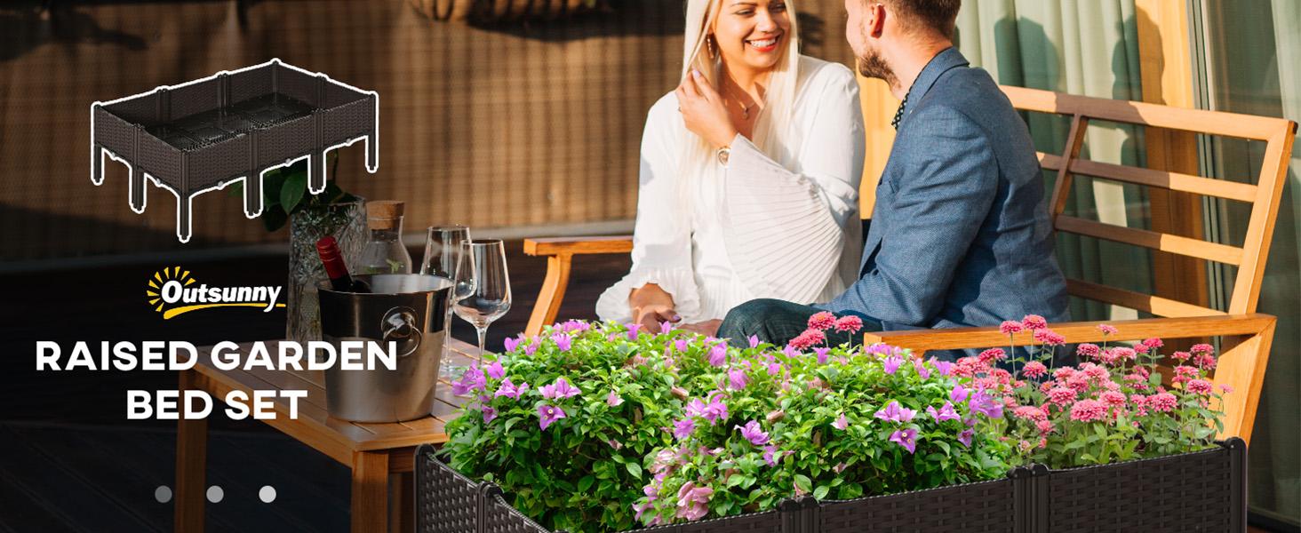 Plastic raised garden bed, 3 raised planters with legs, height 14.5inch, used for growing vegetables, fruits, flowers, and herbs both indoors and outdoors