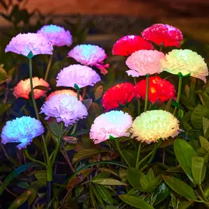 KOOPER Solar Lights Outdoor Garden Decor, 4PCS Carnation Outdoor Solar Flower Lights for Yard with Bigger Flowers, Color Changing Solar Garden Lights, Garden Solar Lights for Outside