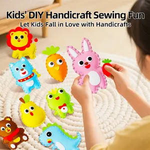 8-Piece Cotton Sewing Kit, DIY Animal Hanging Decorations, Safe Plastic Needles, Beginner's Craft Kit, Easter, Birthday, Christmas Gifts, Stuffed Animal