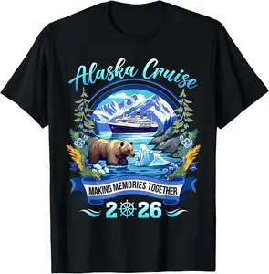Matching Family Friends and Group Alaskan Alaska Cruise 2026 T-Shirt Pure Cotton Graphic Tees Menswear Top: Gifts for Men & Women