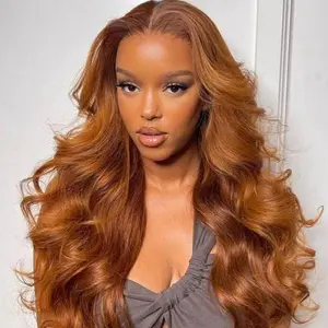 Double Drawn 250% Density Ginger Blonde Colored 6x5 Glueless Ready To Go Wig 13x6 Lace Front Wigs Loose Body Wigs