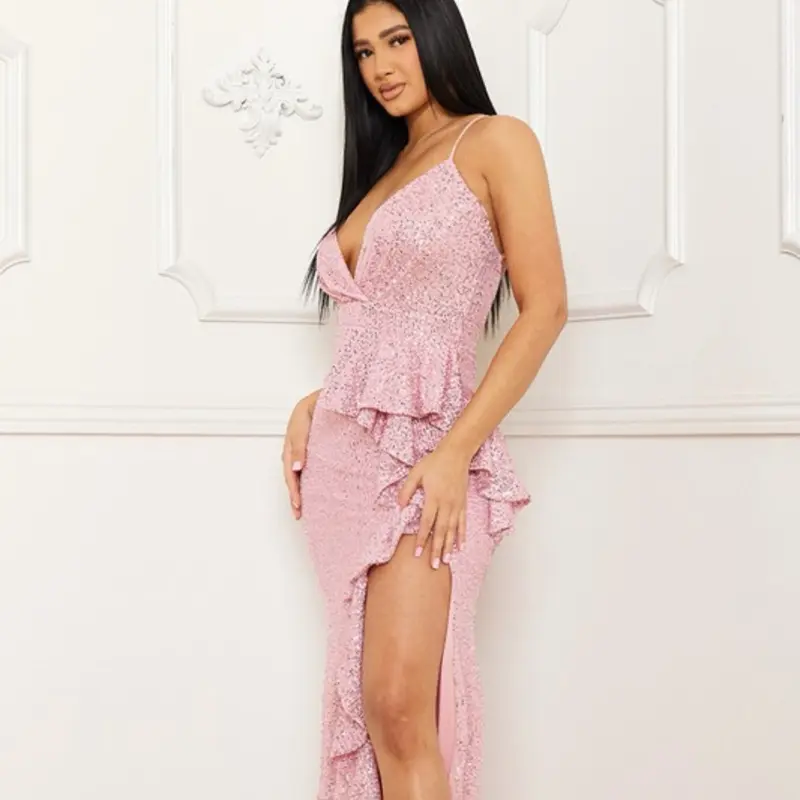 SEQUIN RUFFLE TRAIL FRONT MAXI DRESS SUPLICE ADJUSTABLE SPAGHETTI SHOULDER STRAP CRISS-CROSS OPEN BACK ZIPPER BACK HMODERATE STRETCH MODEL: 5'8" SMALL SELF: 94%POLYESTER 6%SPANDEX LINING: 100% POLYESTER - TikTok Shop SEQUIN RUFFLE TRAIL FRONT MAXI DRESS SUPLICE ADJUSTABLE SPAGHETTI SHOULDER STRAP CRISS-CROSS OPEN BACK ZIPPER BACK HMODERATE STRETCH MODEL: 5'8" SMALL SELF: 94%POLYESTER 6%SPANDEX LINING: 100% POLYESTER - TikTok Shop