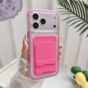 Colorful Smart 2-in-1 Card Holder Airbag Protective Phone Case for iPhone 17, 17 Air, 16, 15, 14 and 13 Pro Max or Plus and 16e, Compatible with MagSafe Wireless Charging, Phone Accessories, Sports Accessories