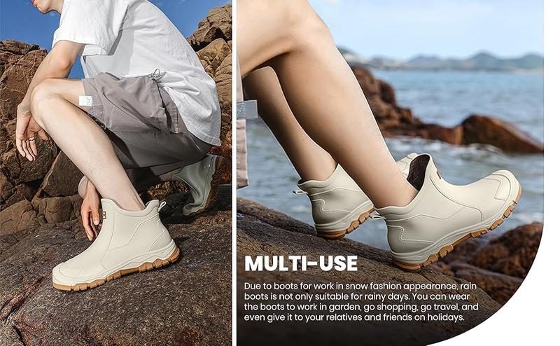 Unisex Lightweight Anti-Slip Rain Boots | Stylish Short Boots, Versatile for Car Washing and Outdoor Use, Wear-Resistant Non-Slip Sole, Suitable for All-Year Round, Round Toe Design