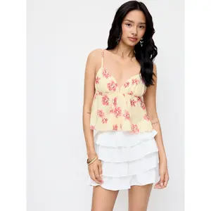 Cider V-neck Floral Ruched Cami Top