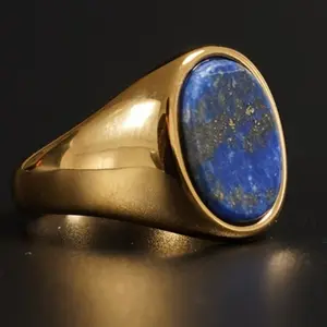 Vintage Golden Tiger's Eye & Turquoise Unisex Ring  Versatile Casual-Business Style 6 Unique Color Options for Bling Statement Jewelry