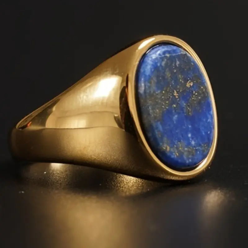 Unisex Ring with Tiger's Eye & Turquoise Stone, Vintage-Inspired Golden-Finished Band, Versatile Fashion Accessory for Casual or Business Wear, Elegant, Personal Treat, Thoughtful Gift, Vintage Statement Ring, Gold Rings, Turquoise Rings