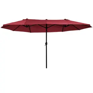 NEWZOME Double Sided Patio Umbrella with Crank Handle and Air Vents, Outdoor Market Sun Shelter for Backyard Deck Garden Pool Table Use, Wind Resistant Large Shade Canopy for Comfortable Outdoor Relaxation