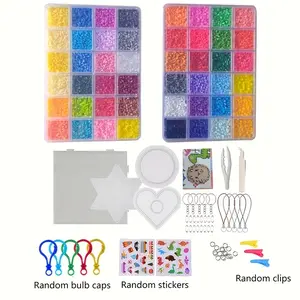 48 Color Melt Beads Set, 2.6mm Mini Melt Beads Bead Assortment for DIY Pixel Art & 3D Handmade Crafts, Creative Handmade Gift Set, Craft Supplies