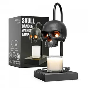 Skull Candle Warmer Lamp with Timer & Dimmer, Adjustable Height Gothic Candle Lamp, Perfect for Ambiance Lighting, Candles Not Included