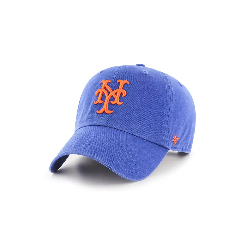 47 Men's NY Mets Cooperstown Royal Clean Up Hat, Casual Fashion Clothing Accessory, Men's Headwear, Relaxed Fit