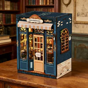 Book Corner Set DIY Mini Home Decor Kit, Coffee Shop Book Corner Set, Adult and Teen Self-Made Micro Family Set, Best Gift for Friends