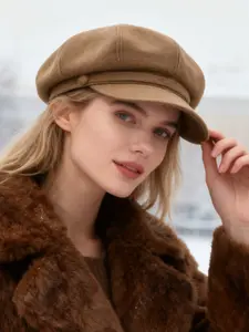 Meadow Style Vintage Newsboy Hat, Retro Beret with Leather Trim, Octagon Cap for Men & Women, Fall Winter Fashion Accessory