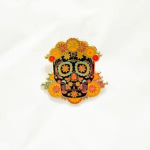 Loungefly - Dia De Los Muertos - Sugar Skull with Orange Flowers Pin