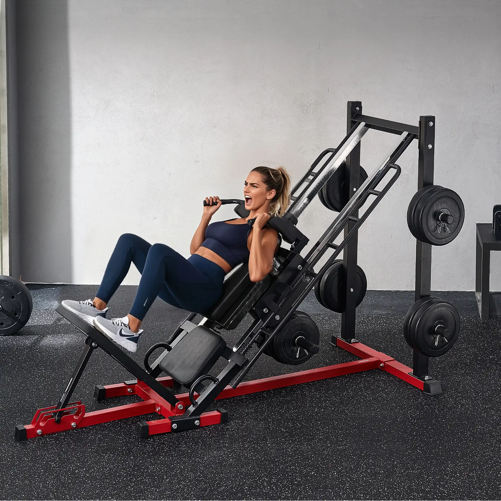 FREW Leg Press Hack Squat Combo Machine Adjustable Lower Body Special Home Gym