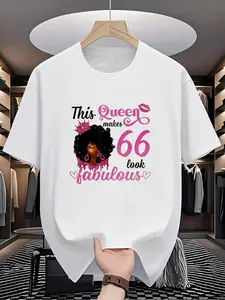 66Th Birthday Queen Afro T-Shirt, Size, Humorous M