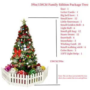 60in Christmas tree set, complete set of artificial Christmas tree, shopping mall home Christmas tree decoration set family Christmas tree. Suitable for indoor family party decoration