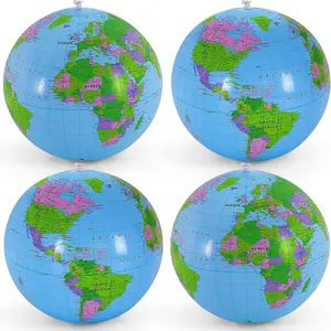 16 Inch Inflatable Globe Blow up World Globe Beach Ball for Beach Playing Teaching Party Bags Summer Pool Party PVC Material