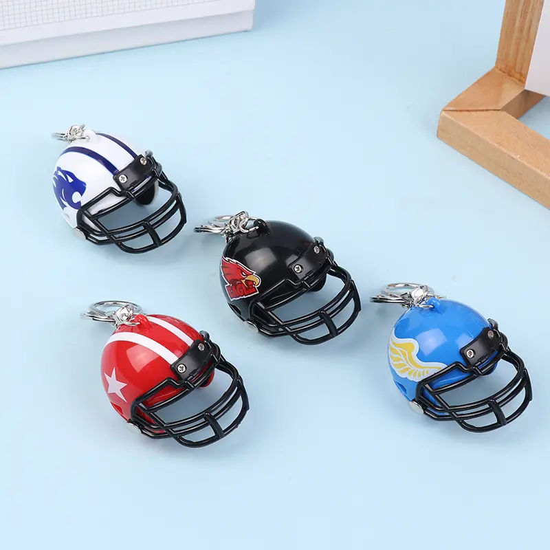 Creative Rugby Helmet Keychain Pendant Sports Jewelry Mini Key Ring Bag Ornament