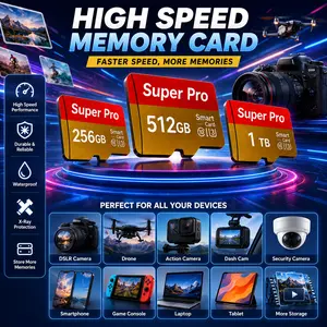 1TB/512GB/256GB Memory Card with Adapter Included -  Memory Capacity, GPS Support, Ideal for Outdoor Use with Phones, Cameras