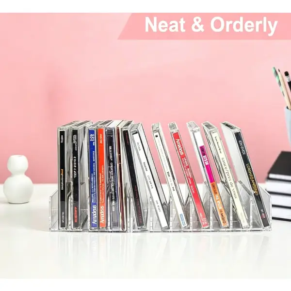Premium Multicolor Acrylic CD Organizer - Office/Commercial Furniture Accessory with Free AA Gift Choice: Acrylic CD Holder or Soft Cotton Socks