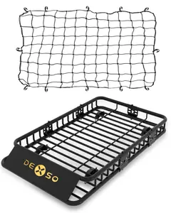 Universal Roof Rack Basket with Cargo Net, 64" x 39" Rooftop Cargo Carrier Basket, 200 Lbs Capacity Car Cargo Rack, for SUVs, Trucks, Vehicles