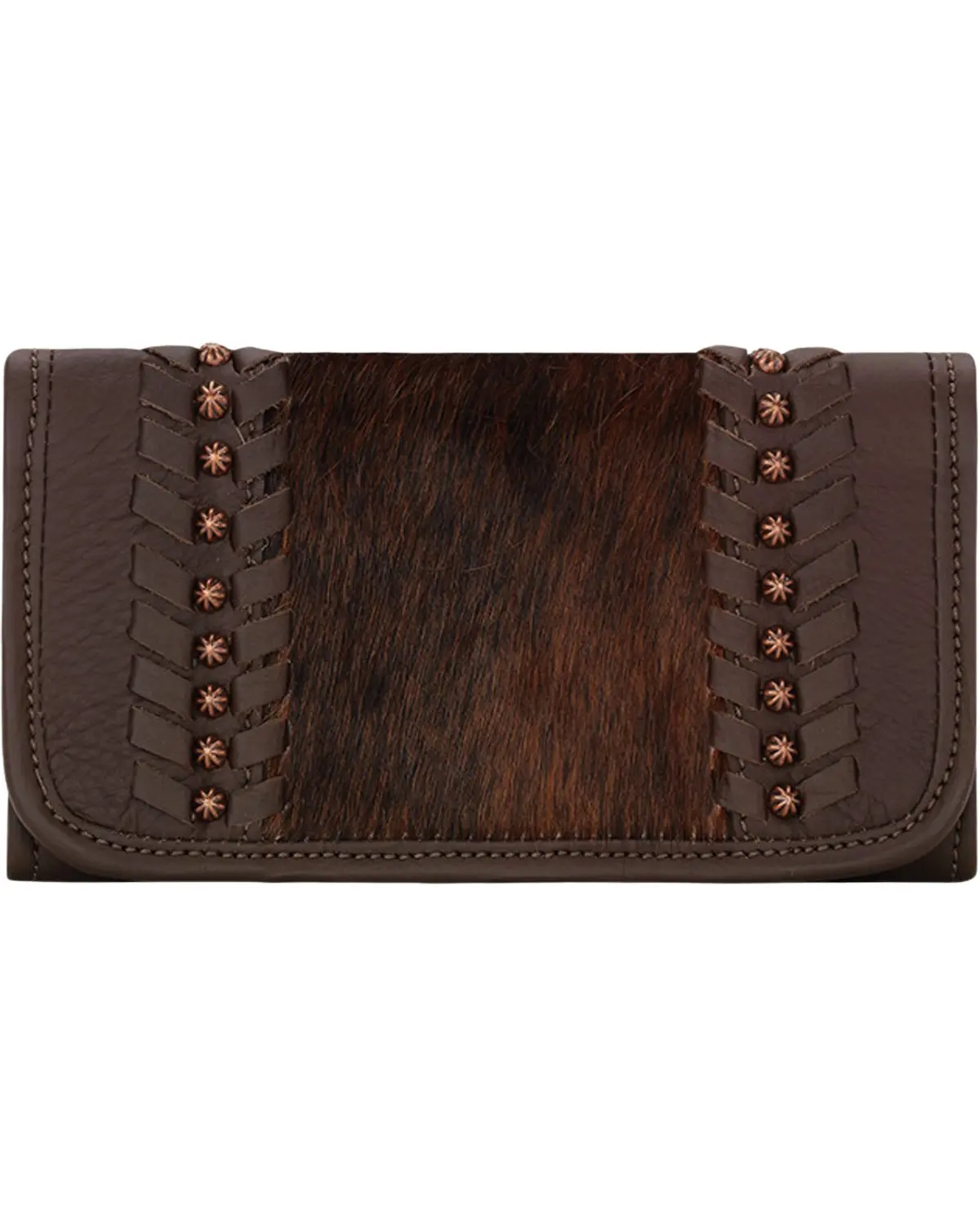 American West Women's Women'S Cow Town Chocolate Tri-Fold Wallet - 4138282