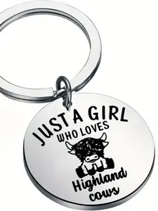 Highland Cow Design Keychain, Cute Personalized Stainless Steel Keychain for Women & Men, Fashion Accessories for Daily Use, Perfect Gift for Farmers & Animal Lovers