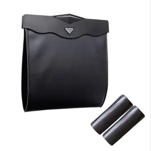 Magnetic Car Trash Can PU Leather, Multi-Scene Use, Rear Seat Waterproof Car Garbage Bin, Multifunctional Floating Car Waste Bag
