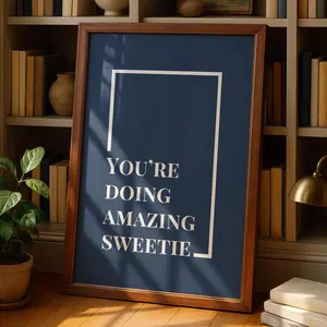 [SALE UP TO 50% + FREE SHIP] You're doing amazing Print - Typography motivational quote - blue Gallery Wall Art