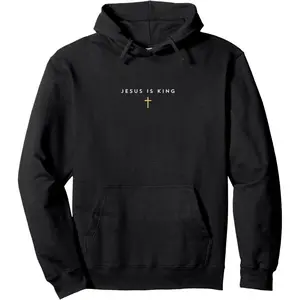 Men's Jesus is King Cross Christian Faith Graphic Hoodie -Long Sleeve Pullover Regular Fit | Soft & Breathable Fabric, Durable Print, Everyday Comfort, Machine Washable, minimalist religious casual wear