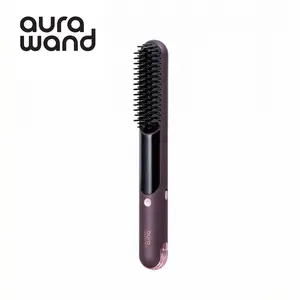 Aurawand Wireless Infrared  travel Straightener Brush,High Quality Portable 2-in-1  Styler for Straightening & Curling, Large Capacity Battery,  Travel Friendly,Daily, Lightweight, Salon、ionic anti-frizz hair,gifts for hair