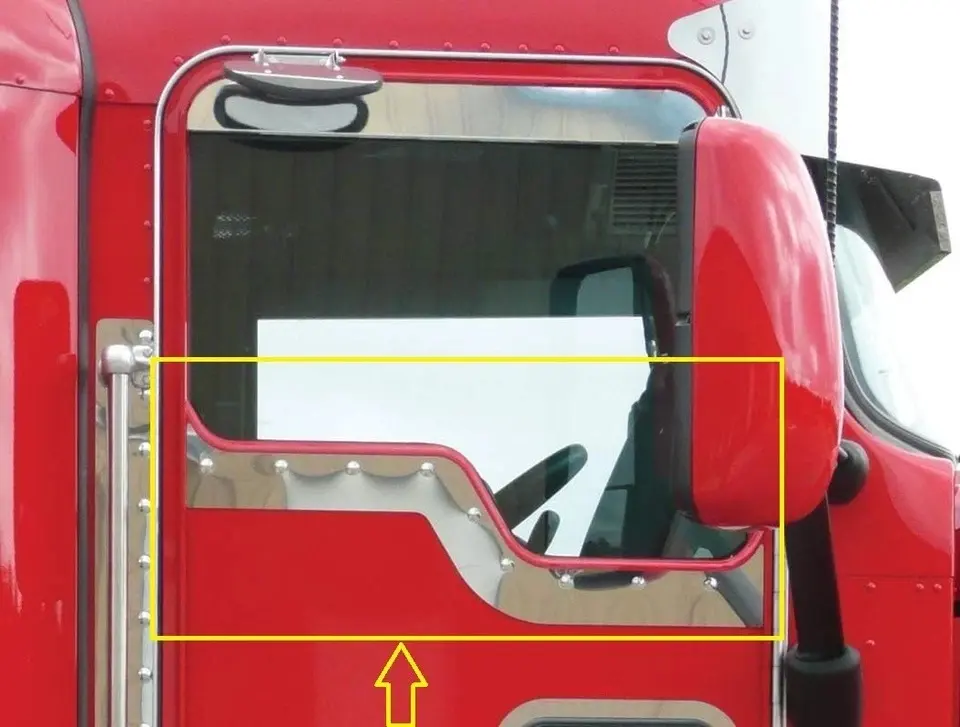 Kenworth W900 T800 T600 T300 Daylite Door Under Window Trim Stainless Steel PAIR SET