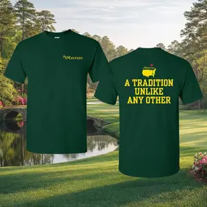 Masters 2026 Golf Tradition Vintage Augusta National Green Printed Tee Pure Cotton Fabric Casual Streetwear Crew Neck Short Sleeve T-Shirt Trendy Tops for Women for Men, Perfect Gift