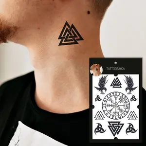 Valknut and runes (LB-183). Temporary tattoos. Party tattoos. Kids tattoos. Custom design. Tattoo sets. Ukrainian. Realistic. Waterproof
