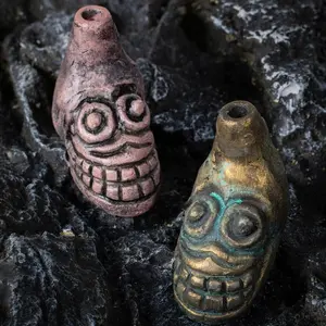 Aztec Ghost Whistle Boots Set, Funny Stress Relief Decorative Piece, Vintage Weathered Craft, Halloween Theme Decoration