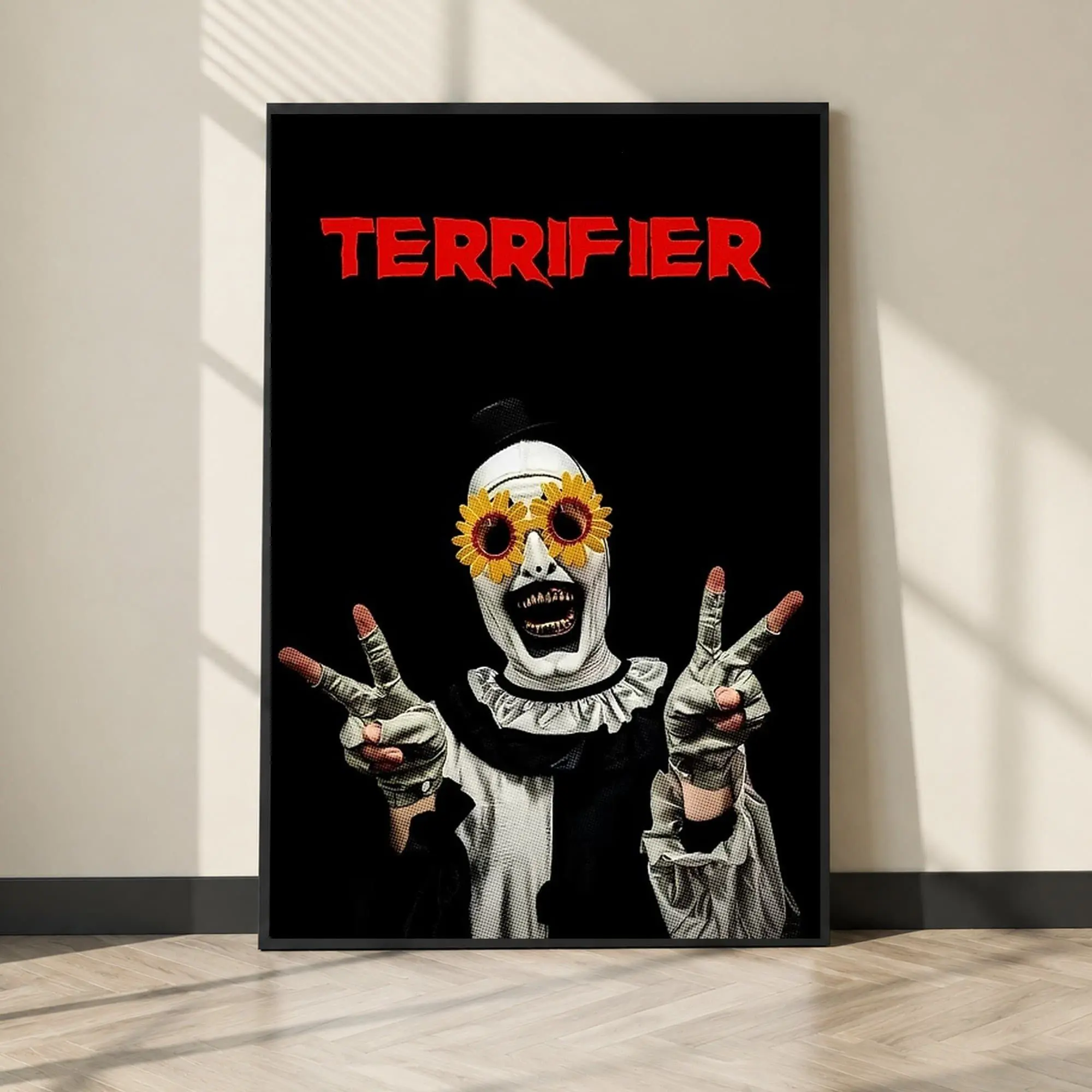 Terrifier Art The Clown With Flowers Poster, Soccer Wall Art, Home Decor Living Room ( Unframed - Print Only )