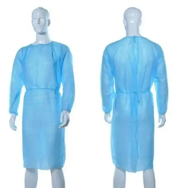 Disposable Isolation Gown – Blue, Elastic Cuffs | 100/Case