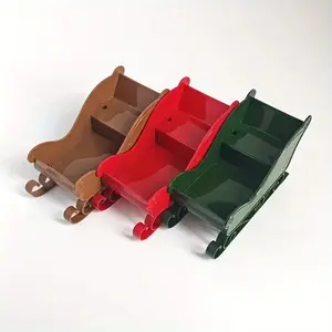 Christmas Decoration Home Decor Small Sleigh Ornament Three-Piece Set, Winter Sleigh Gift Candy Storage Container, Candy Rack Organizer, Christmas New Year Party Decoration Supplies, Home Decor Ornaments