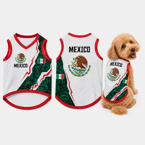 Mexico Dog Jersey, Mexico Inspired Pet Soccer Shirt, Sleeveless Mesh Puppy Sports Vest, Mexican Flag Dog Shirt for Small Dogs Cats