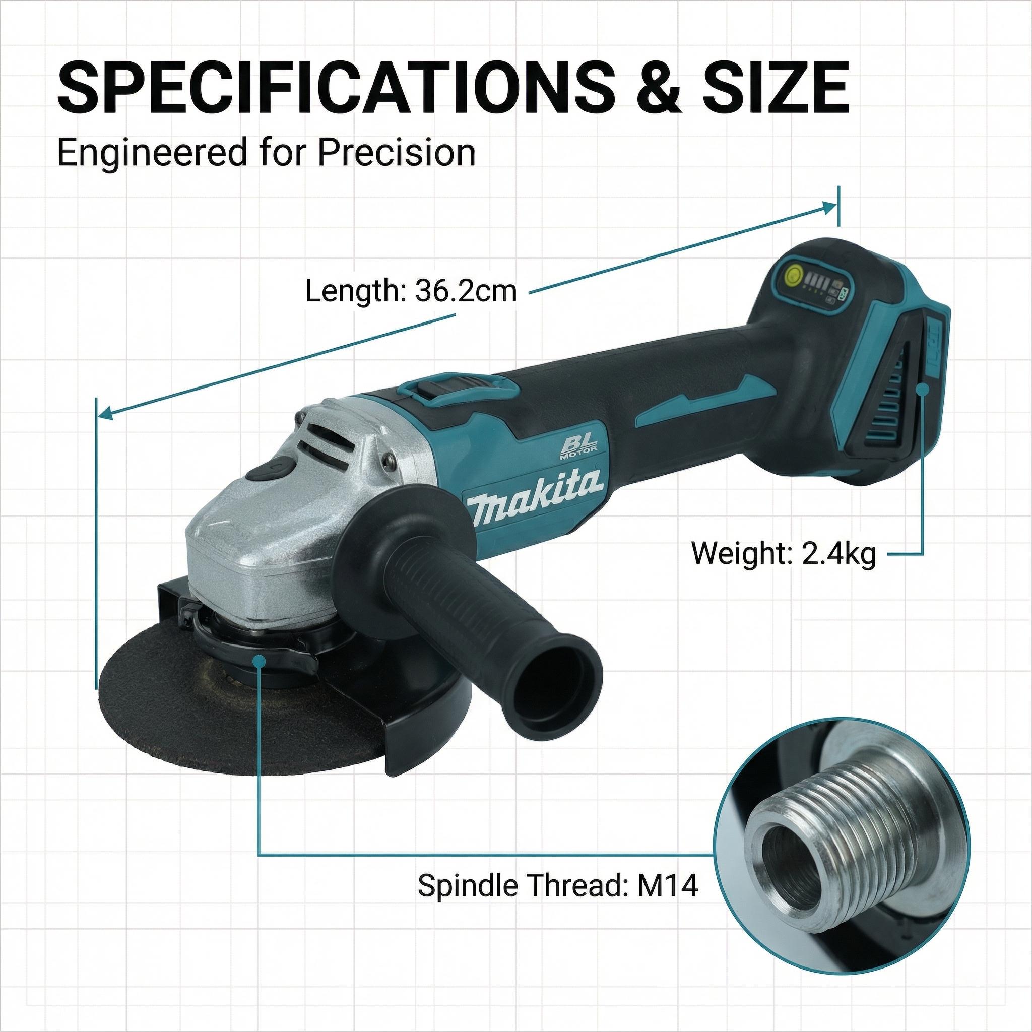 Makita DGA404 125mm  18V Lithium Ion  Pipe Fitting Auto Repair Electric  Kit With Makita Charger & Battery brushless angle grinder Cordless powertools