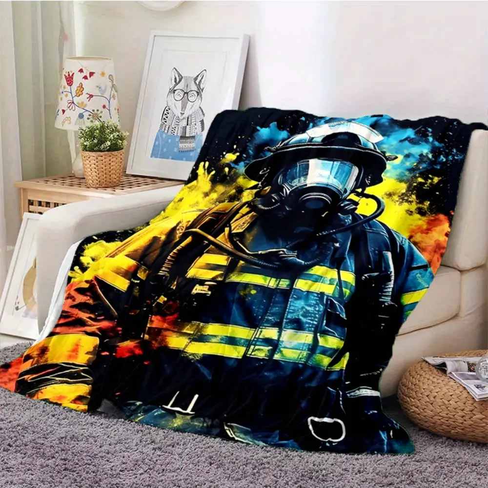 Firefighter Blanket, First Responder Hero Throw Blanket with Fireman Design, Firefighter Gift for Men Dad Husband Brother, Soft Cozy Fleece Blanket for Couch Sofa Bed Bedroom Home Decor, Christmas Birthday Appreciation Gift