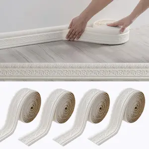 NINETAI 4 Rolls Self-Adhesive Skirting Boards - 90 in Flexible Decorations, Wall Panel Molding, Ceiling Strips, Cabinet Edge & Mirror Frame Trim for Home Improvement Vinyl   peel and stick wallpaper