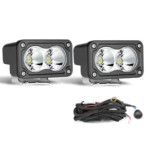 ANGU-OFFROAD 2PCS 60W Spot Beam Off Road LED Work Light Pods with Wiring Harness Kits Motorcycle Auxiliary LED Light Driving Spotlights Hitch Mount Reserve Light Kits Bumper Light #offroad light pods