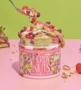 Strawberry Dubai Chocolate Bar Peanut Butter Treat By Nerdy Nuts