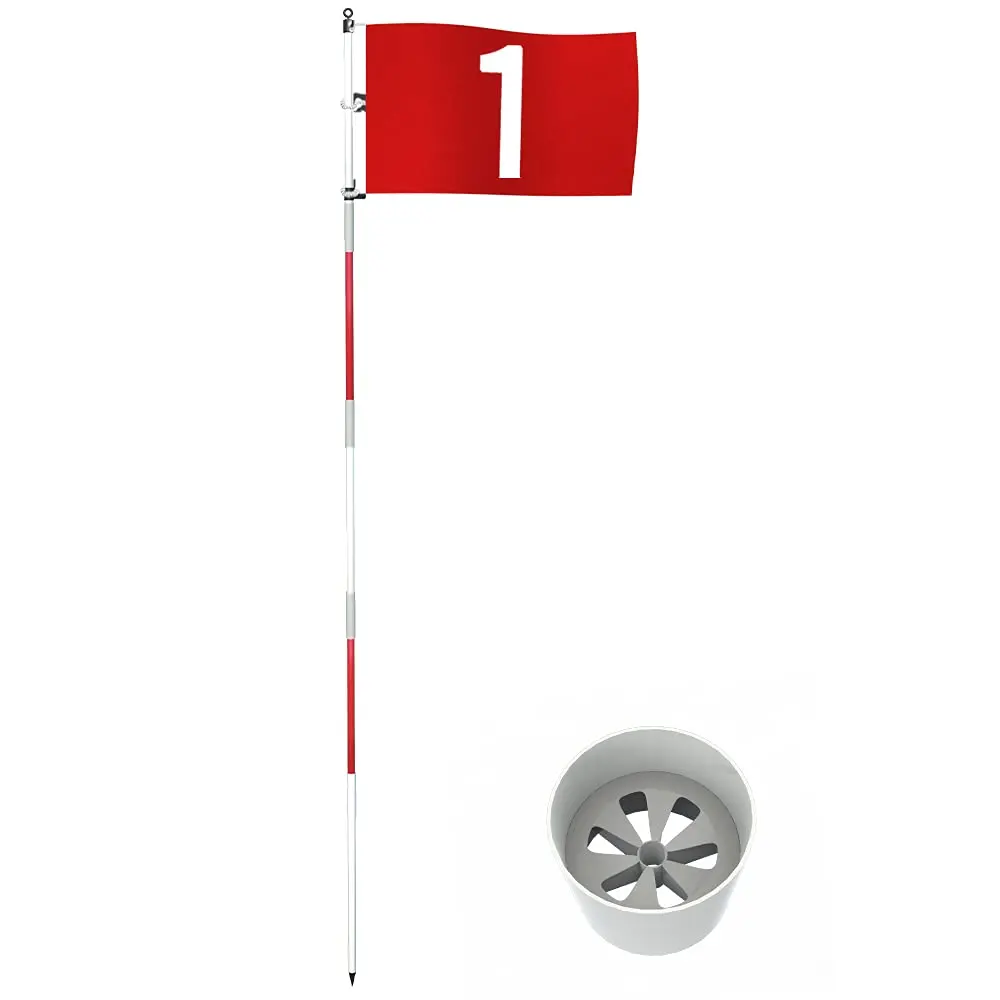 THIODOON Nylon Golf Flagstick, 6ft Anti-Rust Glass Fiber Construction, 5-Section Detachable Design with Connectors for Pro Golf Hole Cups and Flags