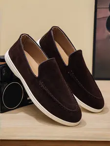 Men's Business Casual Loafers Flat, Textile Upper Soft Sole Comfortable Slip-On, Simple One-Step Design, Fashion Versatile Commuter Shoes