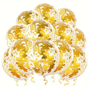 Gold Confetti Balloons, 20 Pcs Thickened 12 Inch Clear Latex Balloon with Confetti Inside for Graduation Decorations Engagement Bridal Shower Party Decoration Supplies
